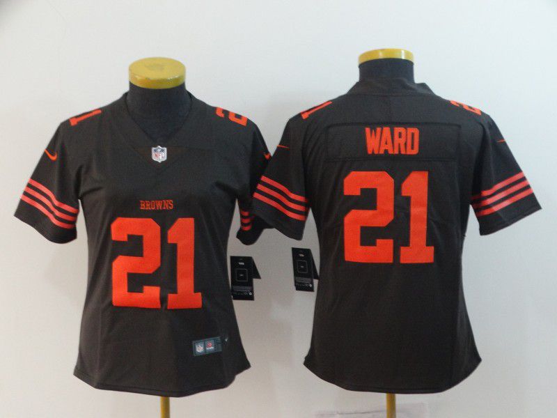 Women Cleveland Browns 21 Ward brown Nike Vapor Untouchable Limited Playe NFL Jerseys